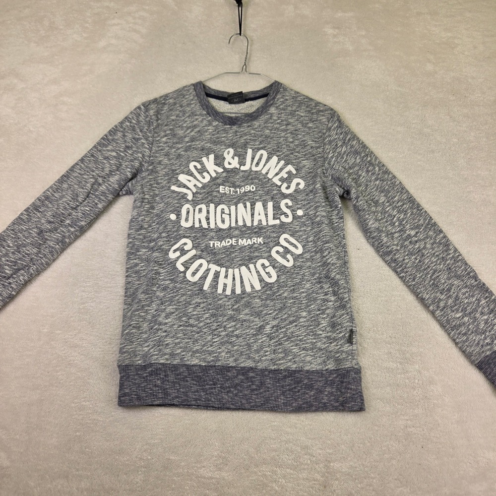 Jack & Jones Originals Blue Space Dye Graphic Sweatshirt Mens Small